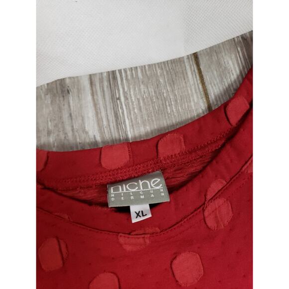 EUC Niche Nilgun Derman Red Polka Dot Lagenlook Long Sleeve Shirt Size XL - Picture 5 of 7
